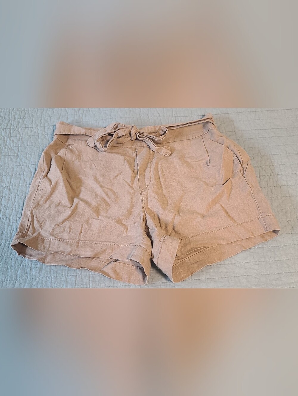 Casual Tie-Waist Women’s Shorts - Beige